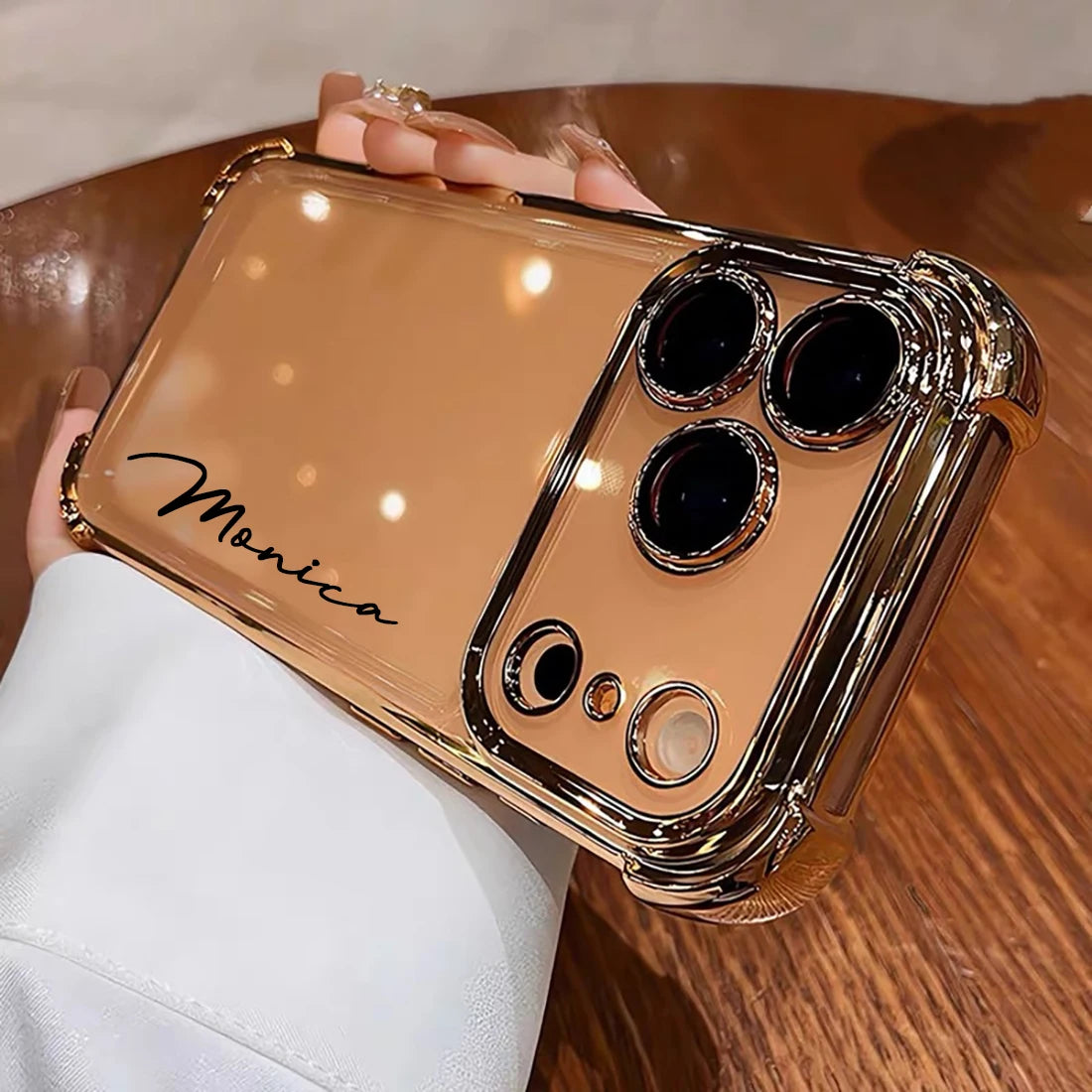 Customized Name Plating Clear Phone Cover For iPhone 11 12 13 14 15 16 17 18Pro Max Acrylic Lens Protector Four-Corner Anti-fall