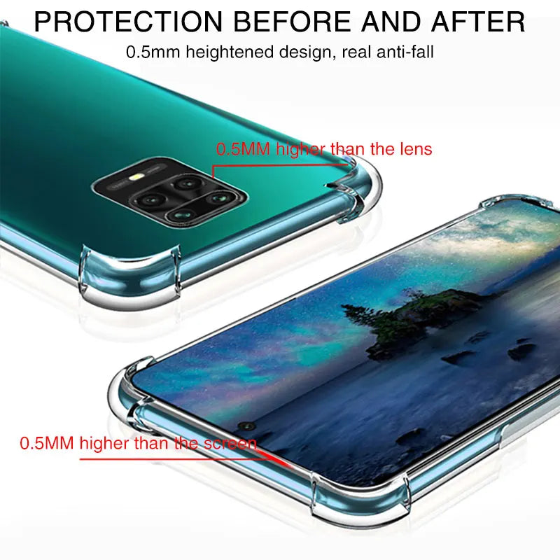 Shockproof Silicone Case On For Xiaomi Redmi Note 9 8 7 6 Pro Max 8A 9S Clear Case For Xiaomi Mi 8 9 10 Lite mi 9t Cover