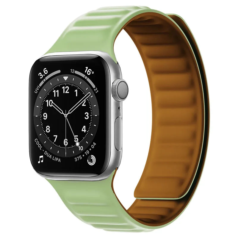 Silicone Link strap for Apple watch band 44mm 40mm 45mm 41mm 46mm 49mm Magnetic Loop bracelet iwatch series SE 7 8 9 ultra 2 10