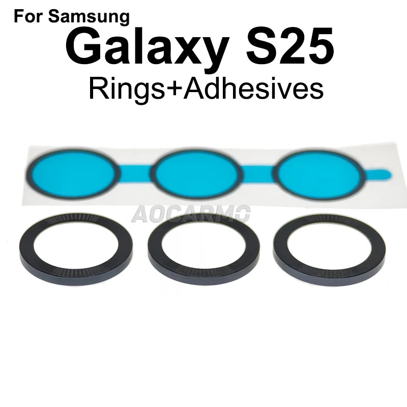 Aocarmo For Samsung Galaxy S25 SM-S9310/S931U/S931B Rear Back Camera Lens Glass Metal Ring Frame With Adhesive Repair Part