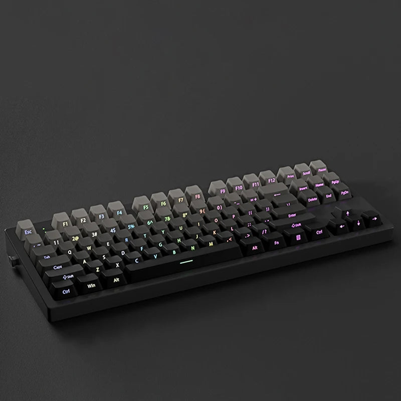 Gradient Gray Double Shot RGB Backlit Keycaps OEM Profile 135+ Keys Side Printed PBT Keycaps for Cherry MX Switches Keyboards