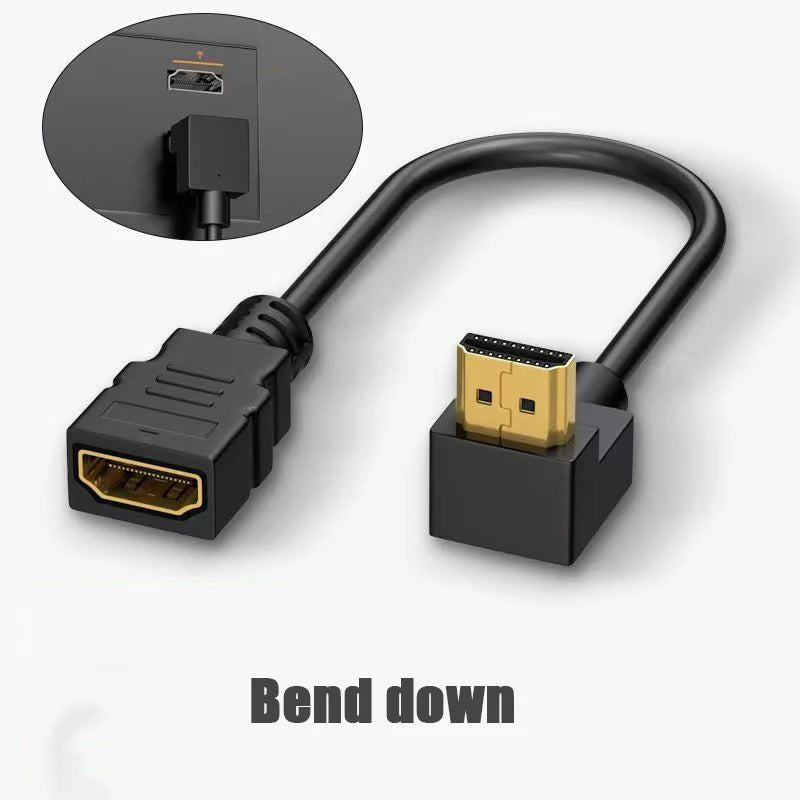 4K Elbow HDMI-compatible Extension Cable 90 Degree Down Angle Male to Female For HDMI 2.1 Cable 3D 60Hz Video HDR for TV Monitor