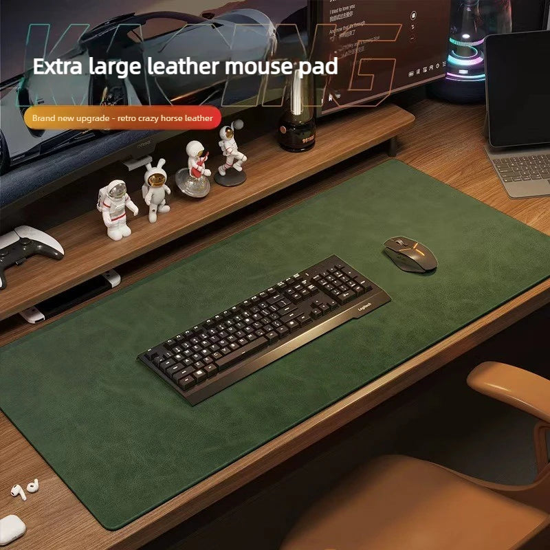 Crazy Horse Texture Pu Mousepad Portable Mouse Pad Large Gaming Waterproof Non-slip Suede Desk Mat Computer Keyboard Desk Pad
