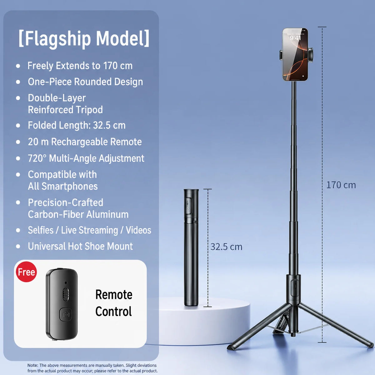 Selfie Stick Wireless Tripod Stand Bluetooth Remote Extendable Tripod for iPhone Mobile Phone Live Streaming