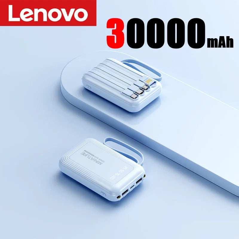 Lenovo Mini 500000mah Powerbank Super Fast Charging Led Digital Display 4 In 1 Built In Cables Power Bank For Iphone Samsung