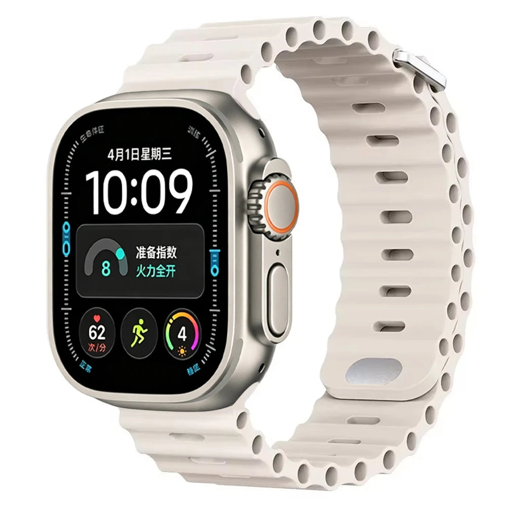 Ocean Silicone strap For Apple Watch Ultra 4 3 2 1 Band 49mm 12 11 10 9 8 7 46mm 45mm 41mm band iWatch 6 5 4 SE3 44mm 40mm 42mm
