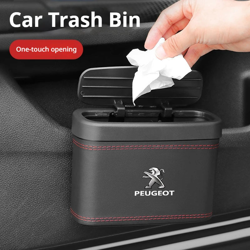 Car trash can hanging car garbage dustproof box storage box suitable for Peugeot 205 206 207 208 301 307 308 406 407 408 508 RCZ