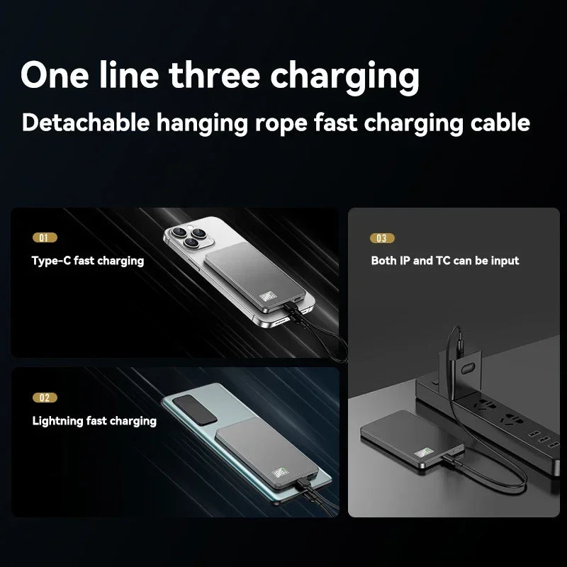 ROMOSS 3 IN 1 Power Bank For MagSafe 50000mAh Slim Magnetic Wireless Power Bank 22.5W External Battery For iPhone Samsung