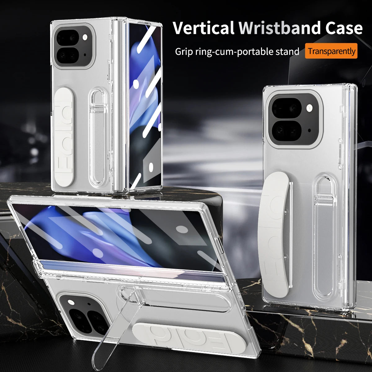 For Google Pixel 9 10 11Pro Fold Swivel 180° Folding Wristband Stand Hinge 3-in-1 Full Lens Protection Drop Resistant Phone Case