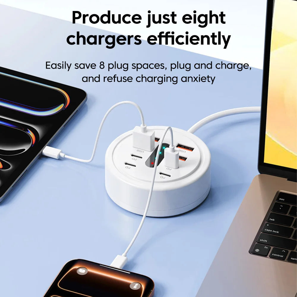 8 in 1 Fast Charging Multi-functional Expansion Dock USB A Type C Mobile Phone Charging Socket Converter For Travel Home Office