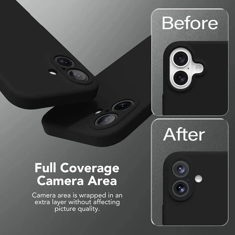 For iphone 17 16 15 14 13 Pro ProMax mini Air PLus Delicate Case Fall prevention Case Liquid Silicone Plain Rubber TPU Protector