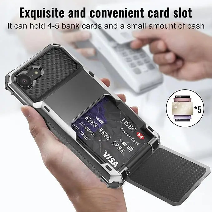Case For iPhone 17e 16e 17 Pro Max 16 Pro Max 14 13 12 Card Holder Heavy Duty Wallet Hidden Flip Slot Protective Hard Back Cover