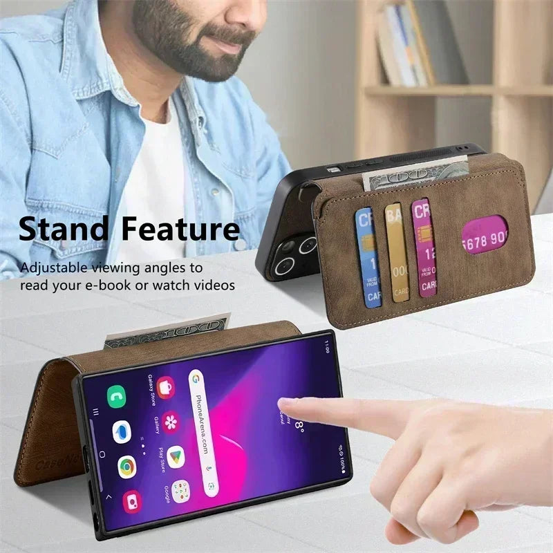 Magnetic 2 In 1 Detachable Flip Card Wallet Case For Magsafe Samsung Galaxy S26 S25 S24 S23 FE S22 S21 Ultra Note20 Plus A56 A36
