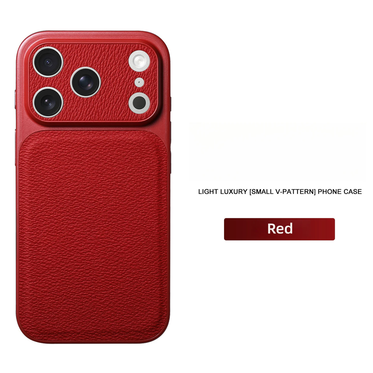 Solid Color Lychee Grain Leather Phone Case, Anti-Scratch & Shockproof Protective Cover for iPhone 17 Pro Max 16 15 14 13 Air