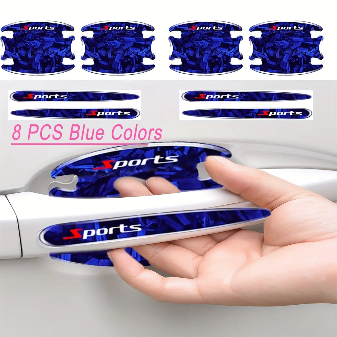 1 Set Carbon Fiber Car Door Wrist Protection stickers Door Handle Anti Collision Decorative Sticker Scratch-Resistant Wear