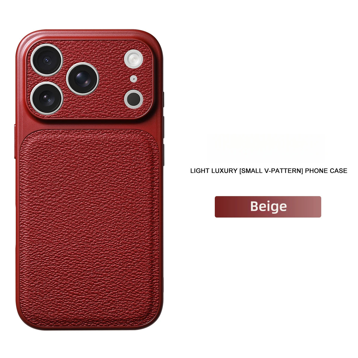 Solid Color Lychee Grain Leather Phone Case, Anti-Scratch & Shockproof Protective Cover for iPhone 17 Pro Max 16 15 14 13 Air