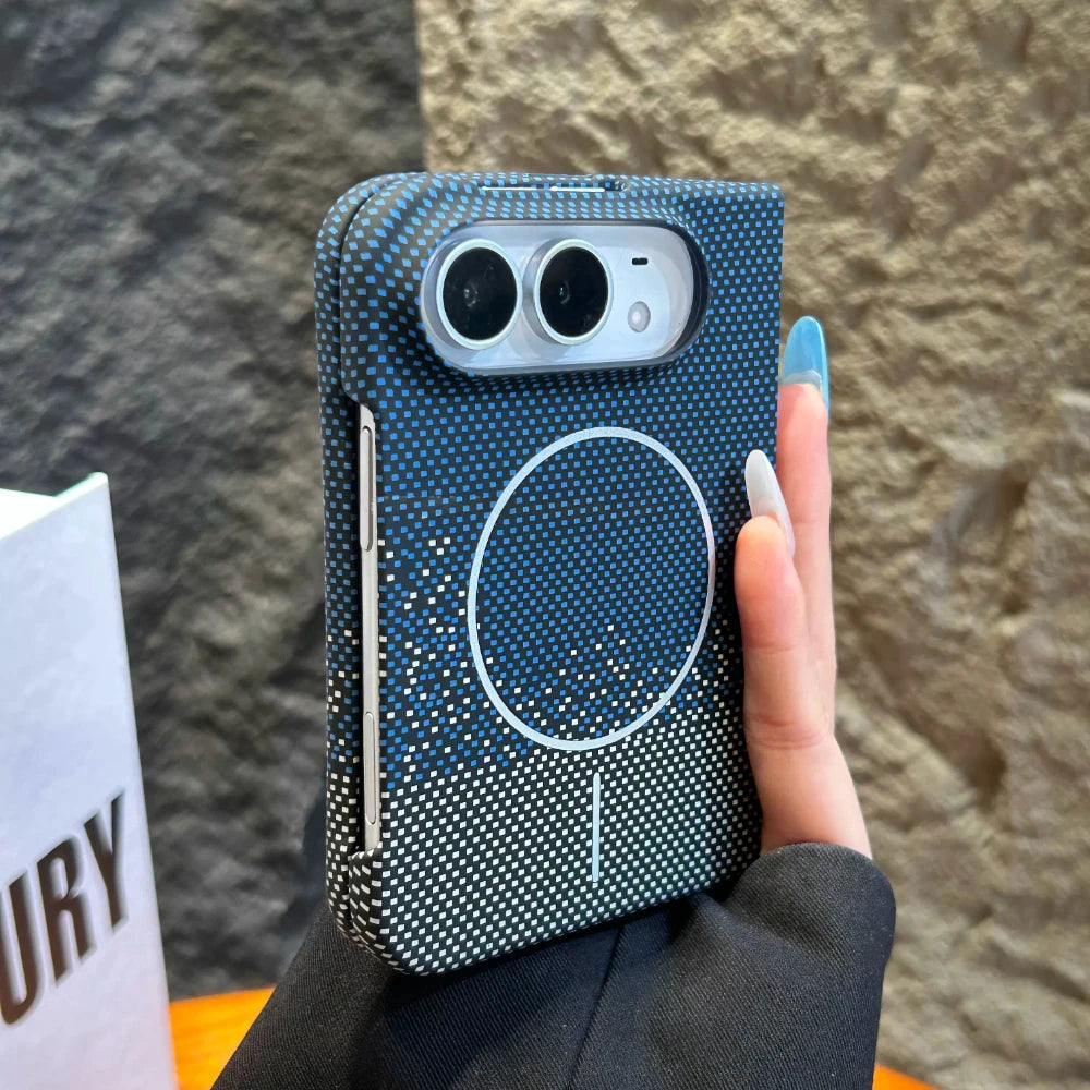 For iPhone Duo Case For Magsafe Magnetic Fashion Hard New Carbon Fiber Pattern Anti Fall Protect Back Cover For iPhone duo Shell