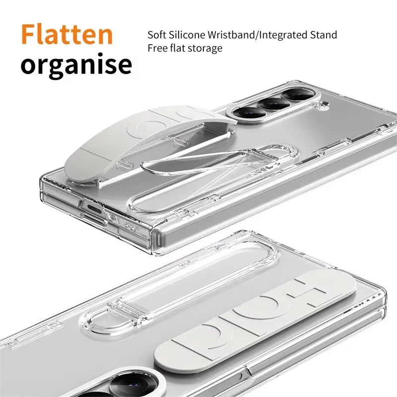 Wristband Holder Hinge Case For Samsung Galaxy Z Fold 8Ultra 8 7 6 5 4 3 5G With Pen Slot S Pen Screen Protector Film Protect