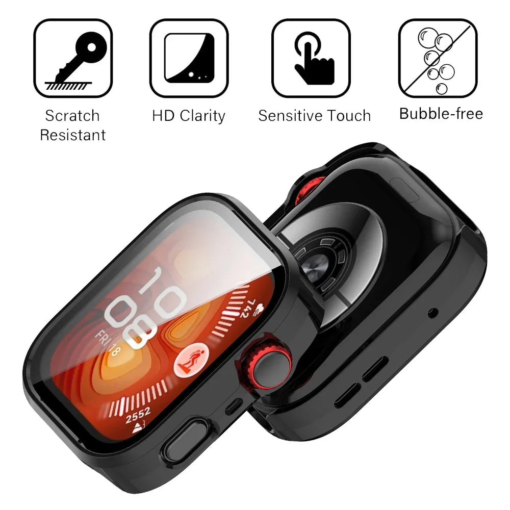 Glass+Case for Huawei Watch Fit 4/4 Pro Tempered Glass Screen Protector & Hard PC Protective Bumper for Huawei Fit4 Accessories