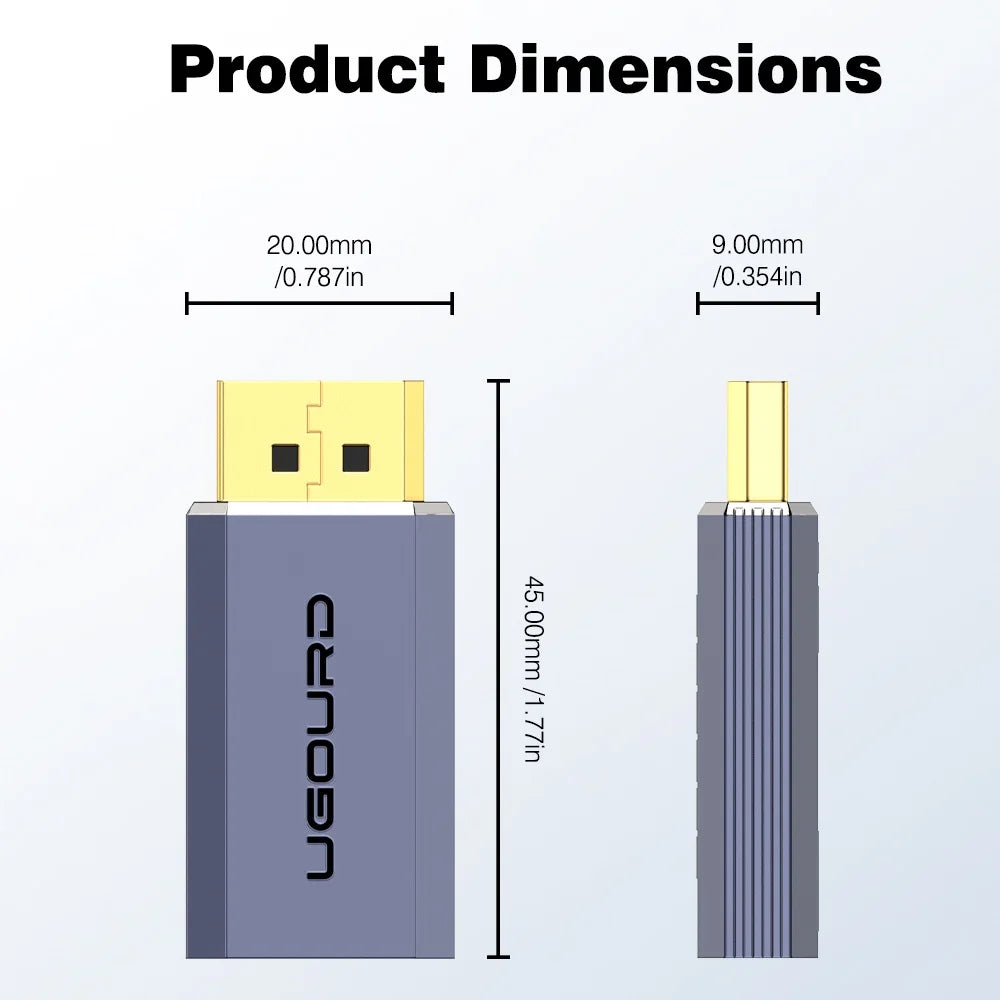 0.2m 4K 60Hz DP to HDMI Adapter Cable, Unidirectional DisplayPort 1.2 to HDMI Converter 4K30Hz 2K@144Hz 1080P, Audio Video Sync