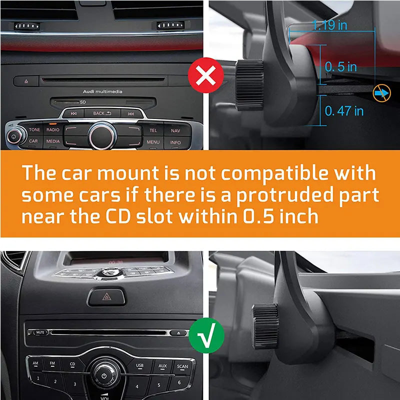 N50 Strong Magnetic Car Phone Holder Universal CD Slot Mobile Phone Holder Built-in 6 Strong Magnets 360 Rotating Vent Holder