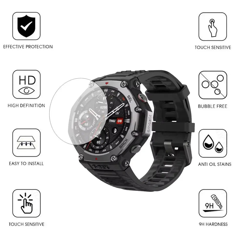 2-in-1 Protective Case + Screen Protector Glass for Amazfit T Rex 3 TRex 3 Smart Watch Bumper Protective Cover Tempered Glass