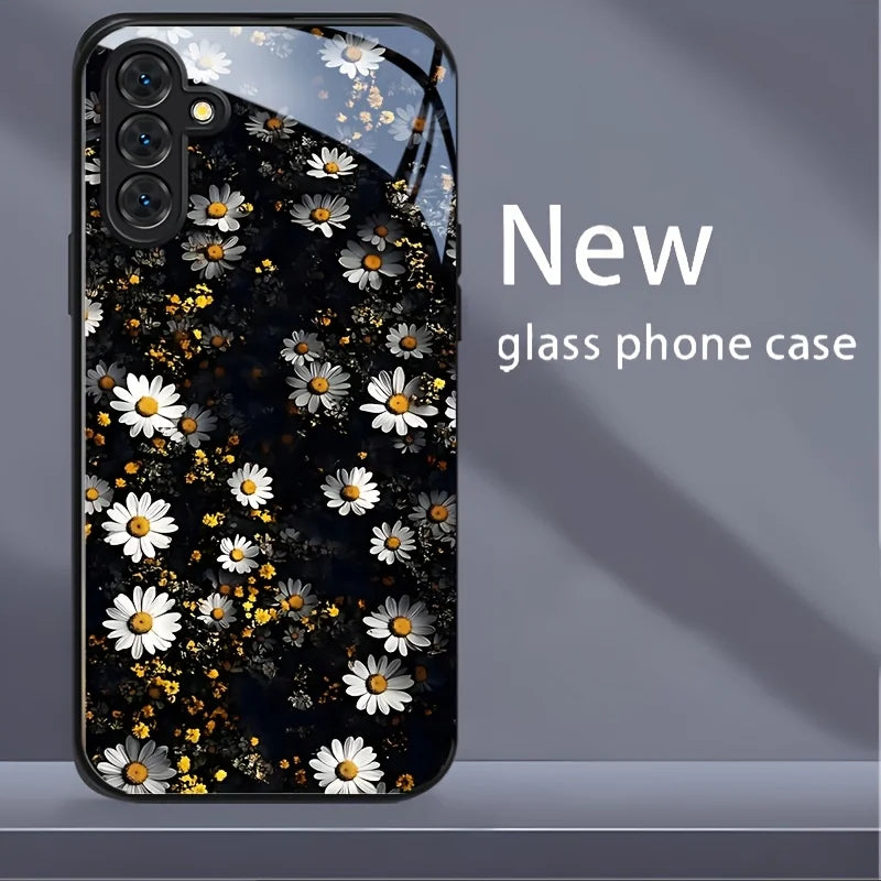 Case For Samsung Galaxy S26 Ultra S 26 S24 S25 Ultra S20 FE S21 FE S22 S23 Plus Case Pink Plum Flowers Tempered Glass Back Cover