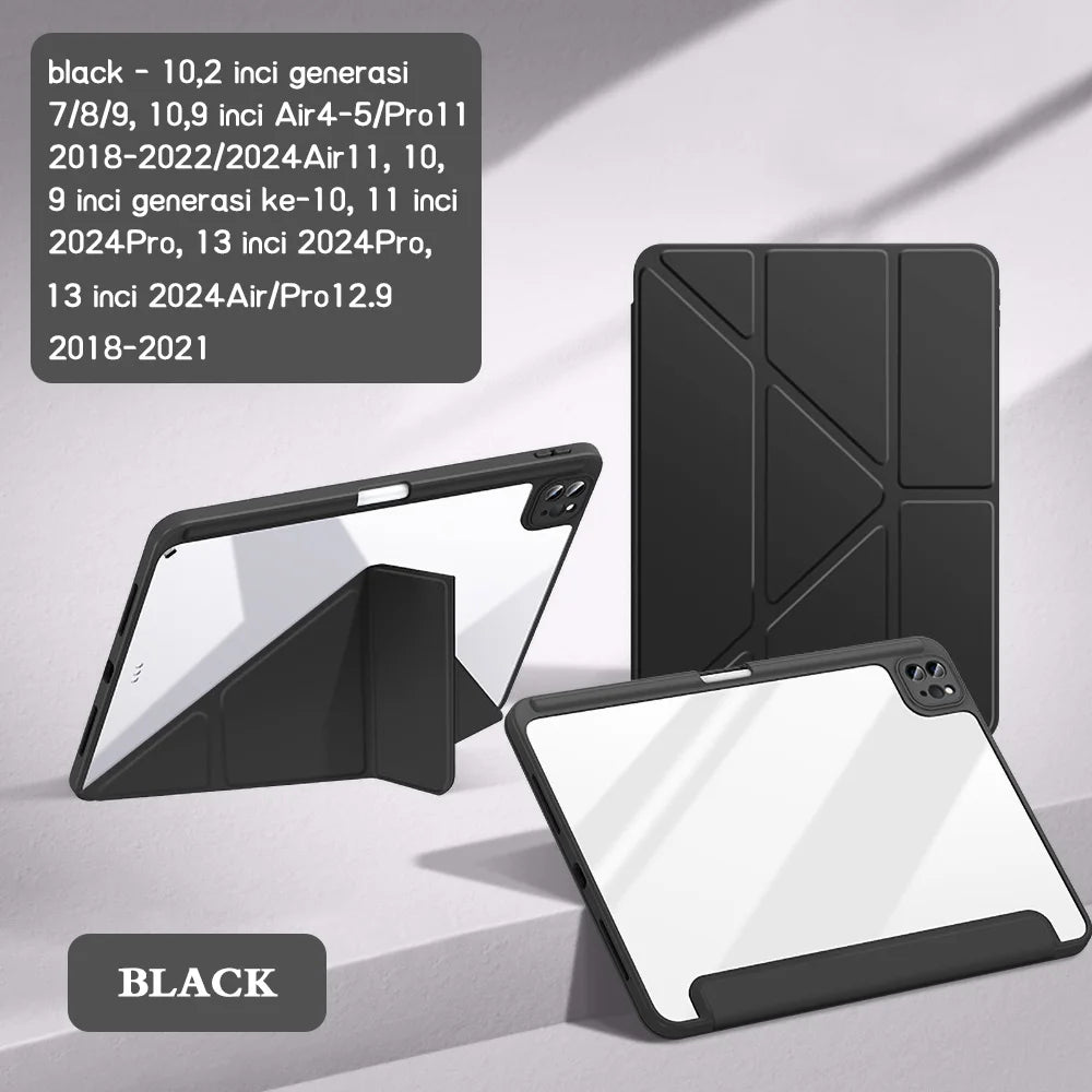 For 2024 iPad Case Air 11/13 M2 Pro 11/13 M4 for iPad Air 4 Air 5 Pro 11/12.9 iPad 5/6/7/8/9/10th Acrylic Clear Y-Fold Stand
