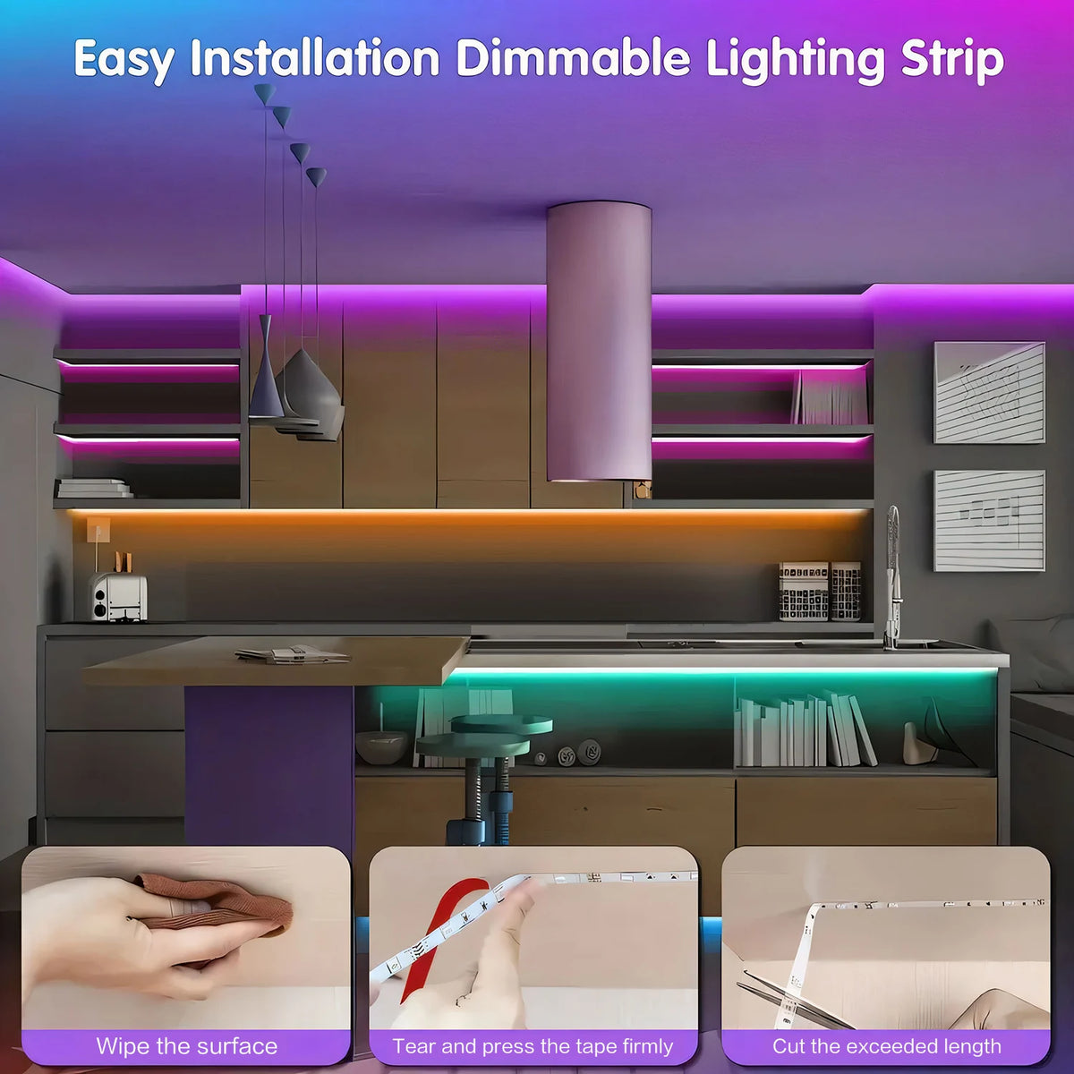 LED Strip Lights, RGB Color Changing Led Strip Lighting with 24-Key Remote and APP Control, Music Sync Lights