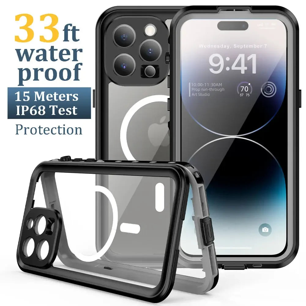 IP68 Underwater Waterproof Protective Case For iPhone 17 Air 16e 16 15 14 Plus 13 Pro Max Shock Water Proof Cover Magnteic Cover