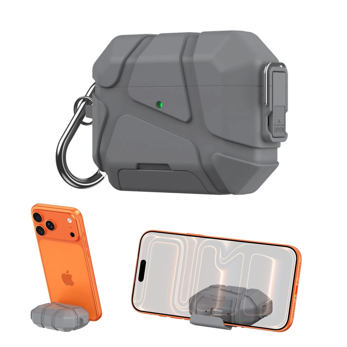 For AirPods Pro3 Secure Lock Case with Phone Stand Design Military Armor Shockproof Protective Case For Airpods Pro 3 Generation