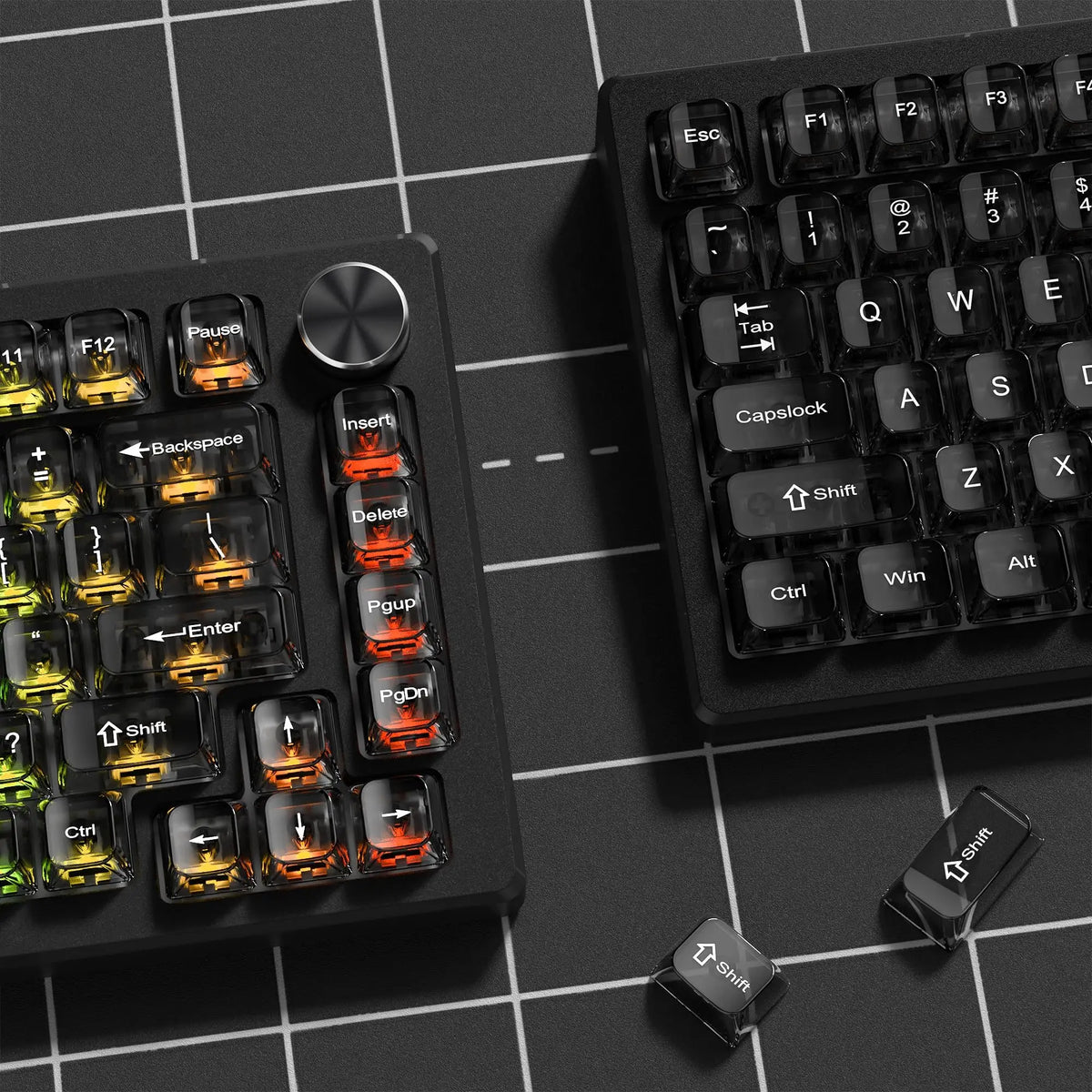 115 Keys Black Transparent Clear Keycaps Crystal Ceramic PC Keycap RGB Shine Through Key Cap MDA Profile for MX Switch Keyboard