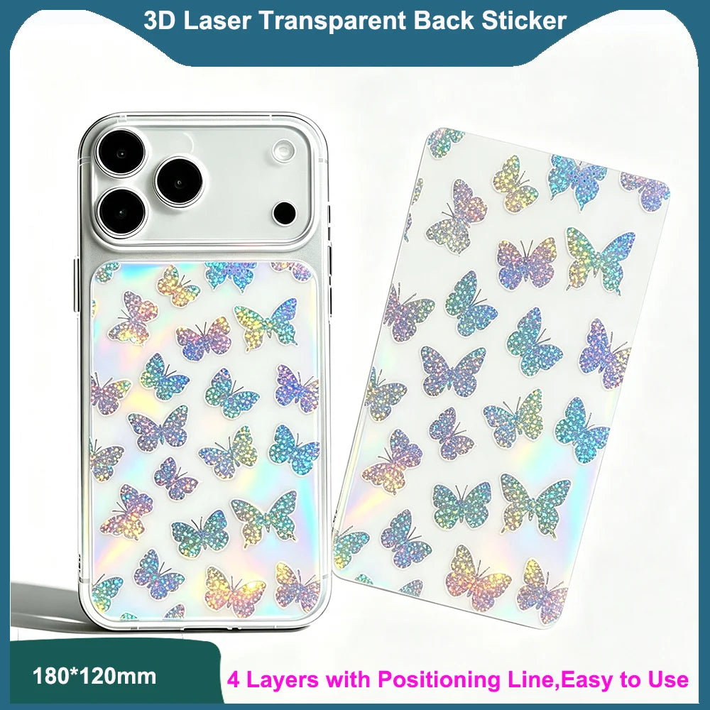 Fonlyu 10pcs 3D Transparent TPU Mobile Cover Screen Protector With Butterfly Pattern UV Back Skin Stickers for Cutting Plotter