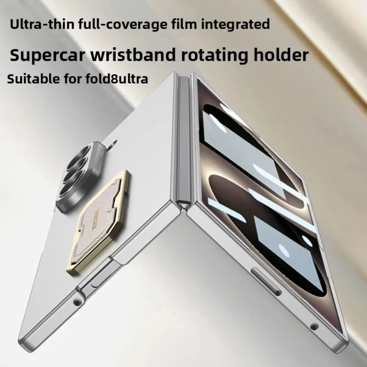 Wristband Bracket Holder Kickstand Phone Case with Front Tempered Glass Film for Samsung Galaxy Z Fold 8 Ultra 7 Fold8 Fold7 5G