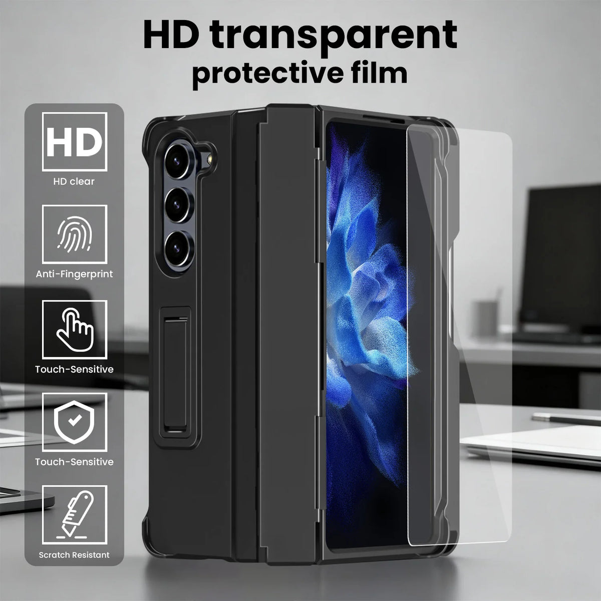 Suitable for Samsung Fold7/Fold6/Fold5/Fold4/Fold3 Stand, Stylus, Tempered Glass Full-Cover Protective Folding Phone Case