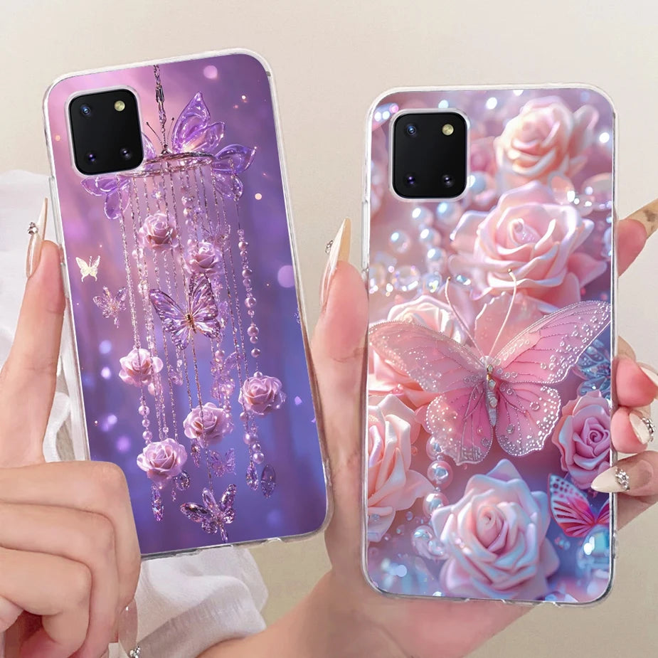 For Samsung Galaxy Note 10 Lite Case SM-N770F Luxury Flowers Painted Cover Soft Silicone Case For Samsung S10 Lite SM-G770F Bags