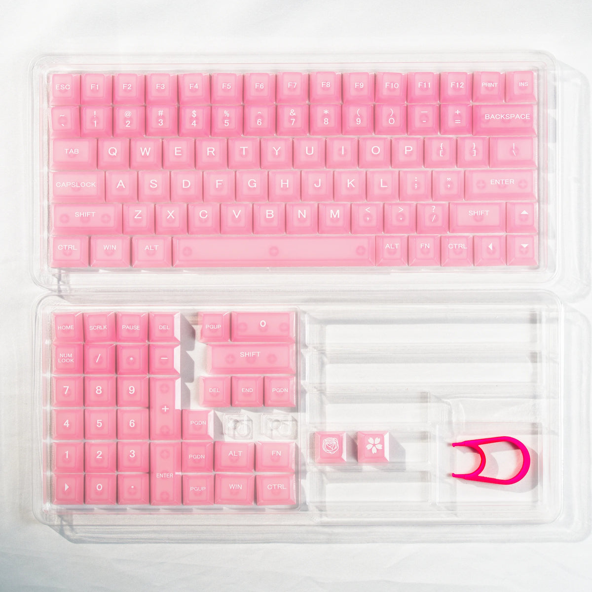 115 Keys Semi-transparent RGB Backlit PC Keycaps MDA Profile Foggy Pink UV-print Keycaps for Cherry Gateron MX Switches Keyboard