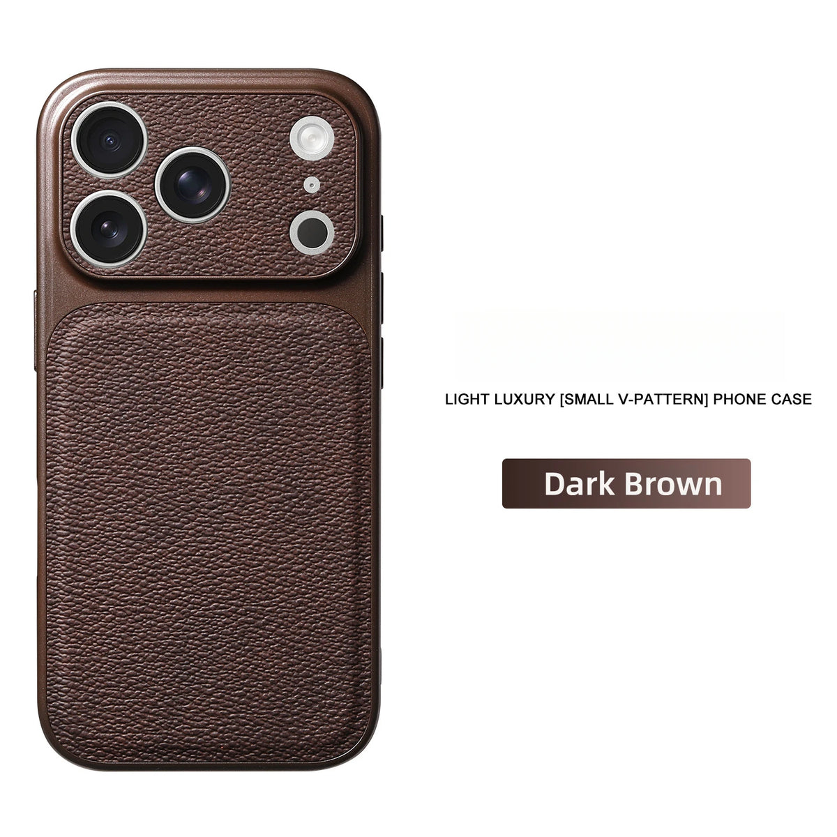 Solid Color Lychee Grain Leather Phone Case, Anti-Scratch & Shockproof Protective Cover for iPhone 17 Pro Max 16 15 14 13 Air