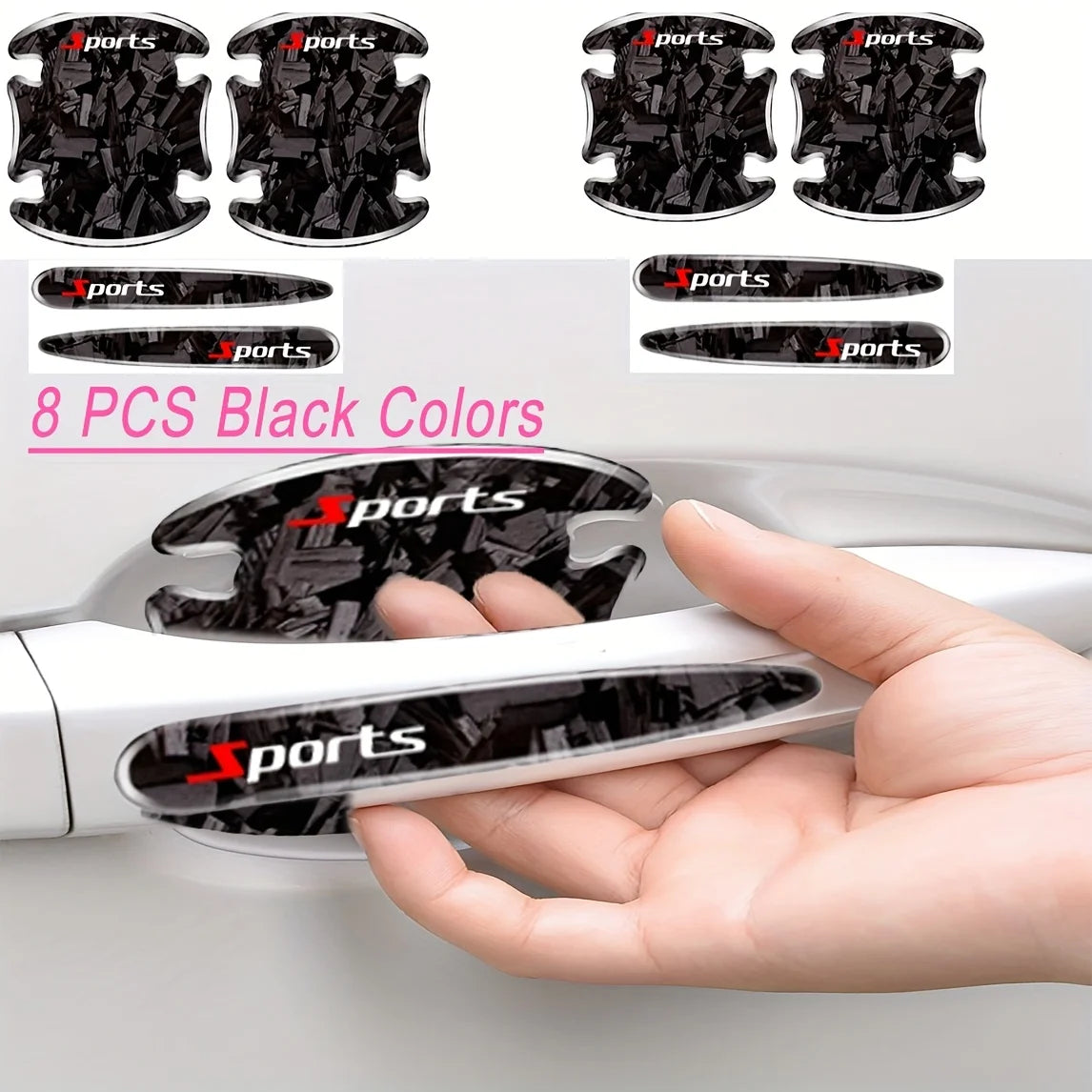 1 Set Carbon Fiber Car Door Wrist Protection stickers Door Handle Anti Collision Decorative Sticker Scratch-Resistant Wear