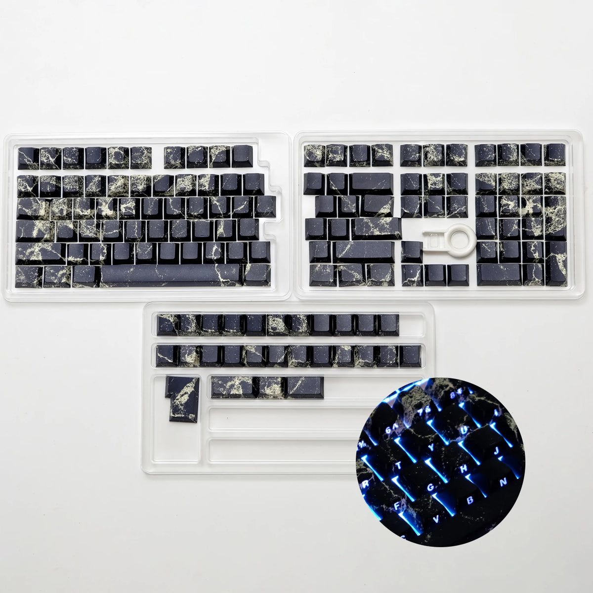 Kanagawa Themed Top/Side Printed RGB Backlit Keycaps 125 Keys Dye Sub PBT Keycaps Cherry Profile for Cherry MX Swtches Keyboard