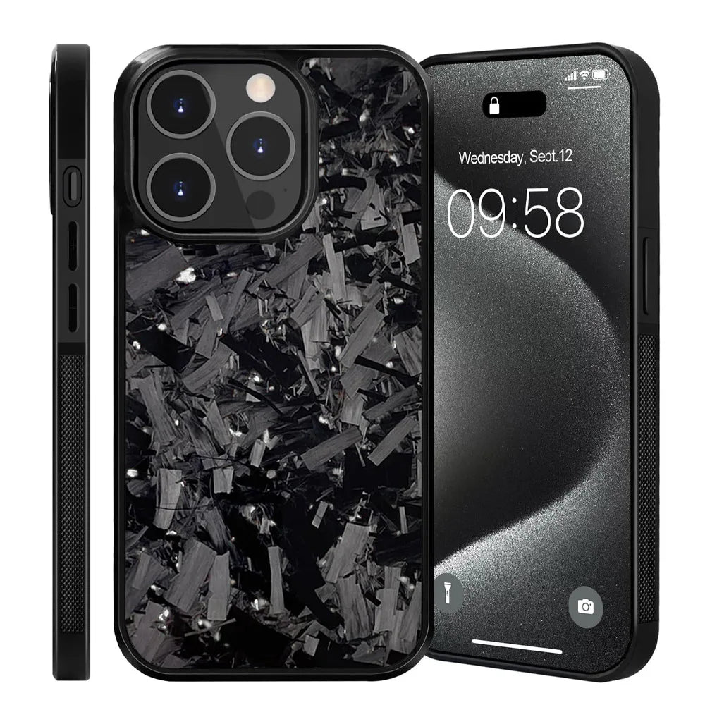 Magnetic Real Forged Carbon Case for iPhone 17 17Air 16 15 14 13 12 11 Pro Max 16+ 15+ Protective Phone Back Cover with MagSafe