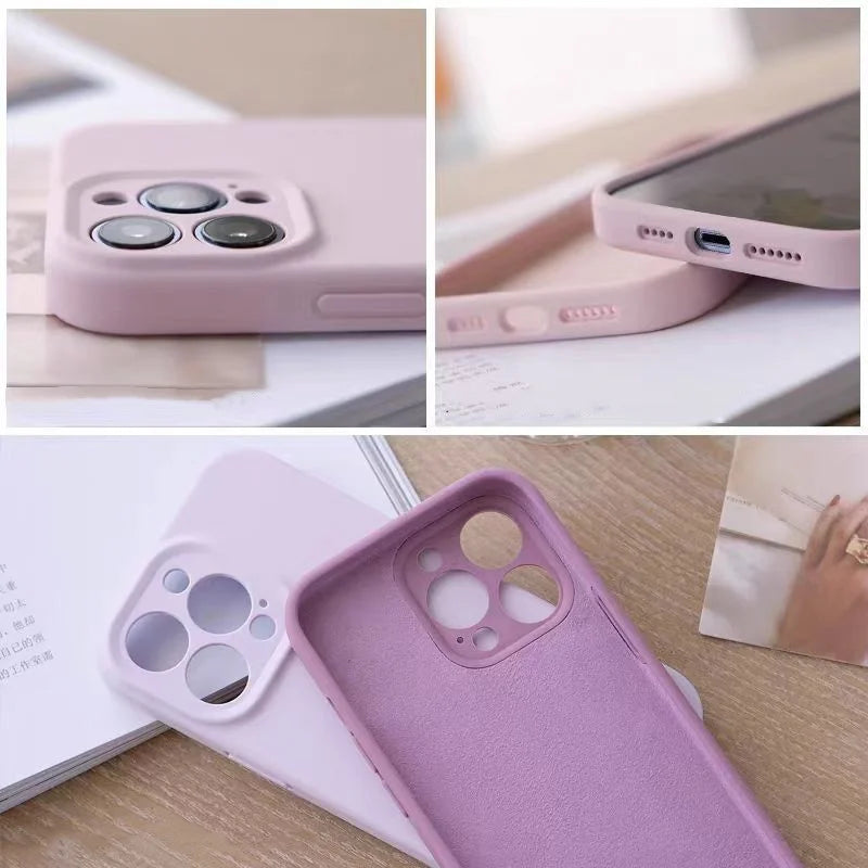 Camera lens Liquid Silicone Phone Case For iPhone 16 15 11 14 13 Pro Max Cases For iPhone 12 11 Pro 15 14 Plus Protection Cover
