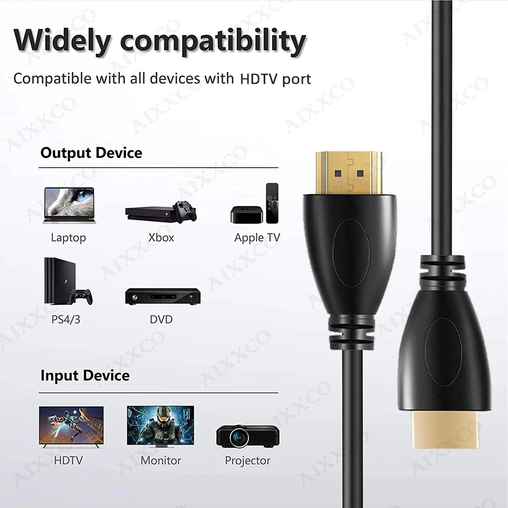 AIXXCO 0.5M 1.5M 1M 2M 3M 5M 10M Gold Plated HDMI-compatible Cable 1.4 1080p 3D Video Cables for HDTV Splitter Switcher