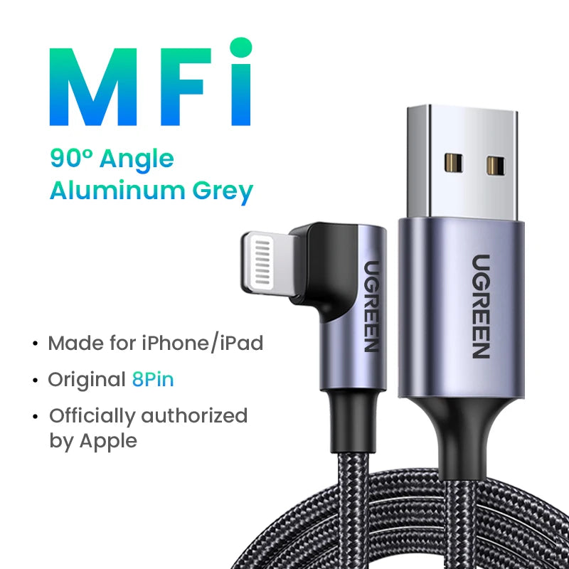 UGREEN MFi USB Lightning Cable for iPhone 2.4A Fast Charging USB A to Lighting Cables for iPad iPhone 11 13 12 14 Pro Max Cable