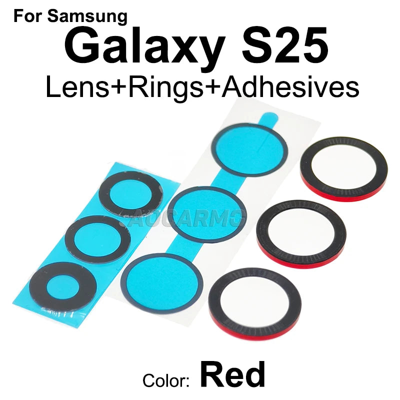 Aocarmo For Samsung Galaxy S25 SM-S9310/S931U/S931B Rear Back Camera Lens Glass Metal Ring Frame With Adhesive Repair Part