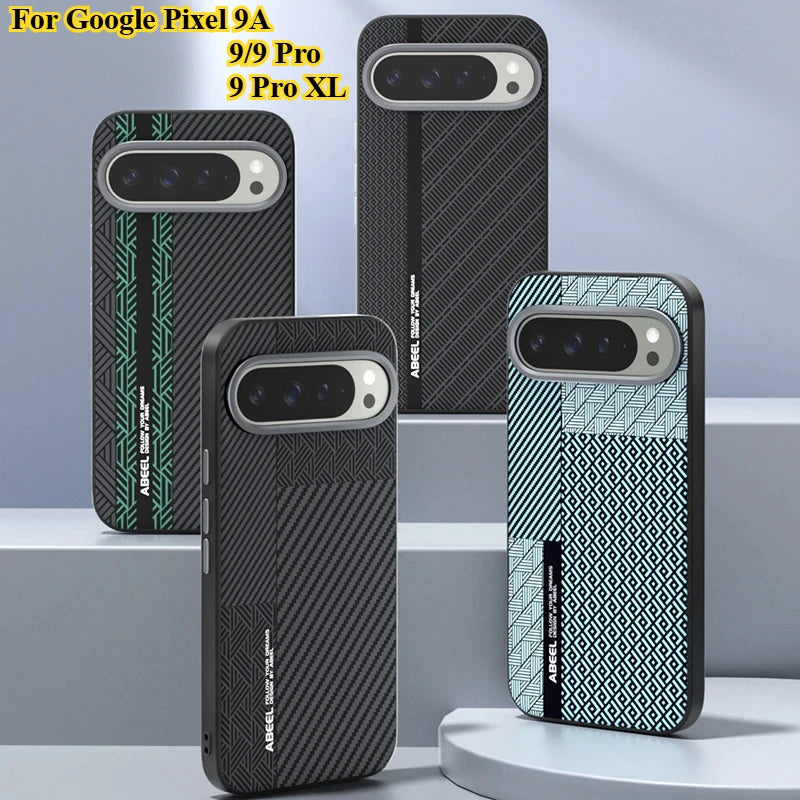 Fashion Carbon Fiber Pattern Protective Case for Google Pixel 10 9 Pro XL Alloy Lens Magnetic Wireless Charger Shockproof Cover
