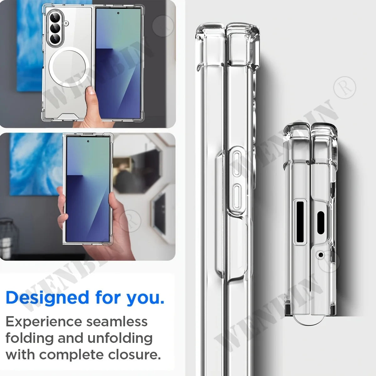 Magnetic Case For Samsung Z Fold 8 Ultra 7 6 Clear Protective with Magsafe Transparent Cover Coque Fundas