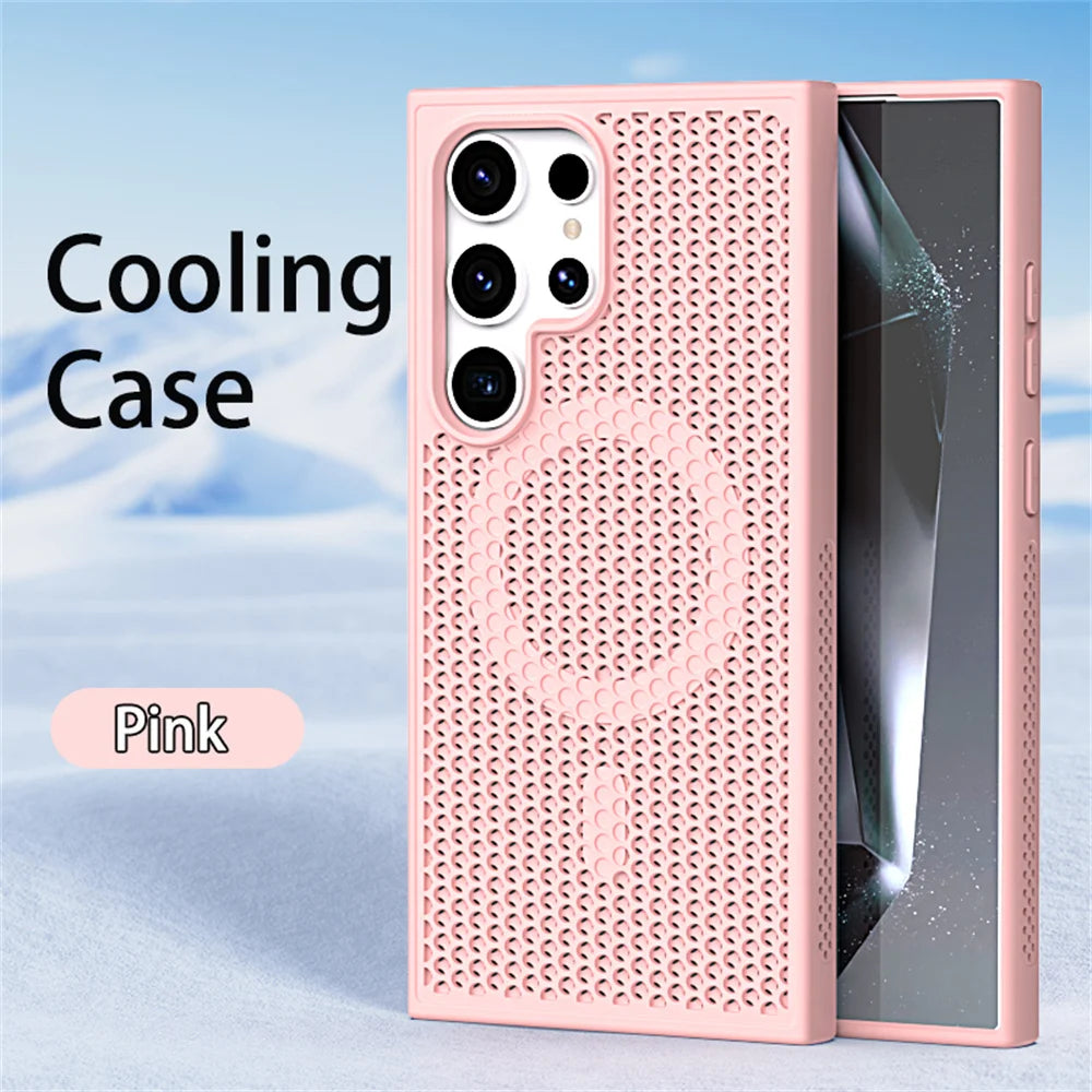 Silicone Honeycomb Cooling Magnetic Case For Samsung Galaxy S26 S25 S24 S23 Ultra S22 Plus PFor Magsafe Heat Dissipation Cover