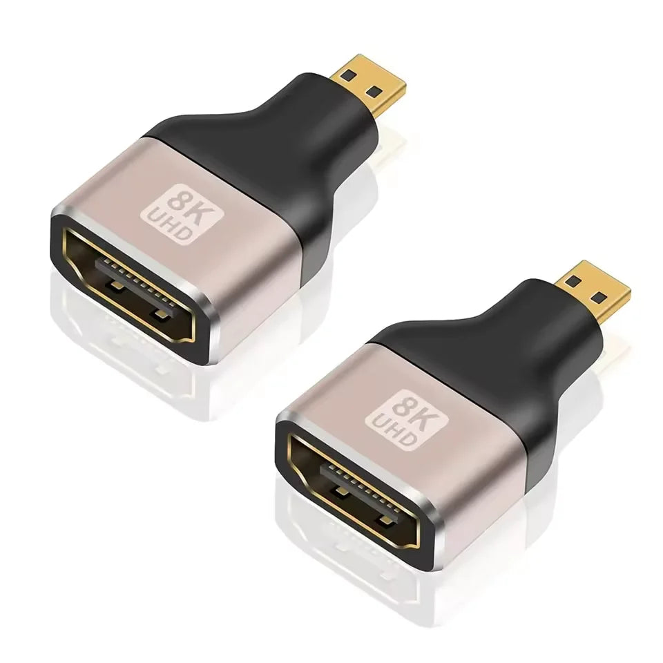 8K@60Hz Mini Micro HDMI-compatible Male to HDMI-compatible2.1 Female Adapter Converter for Camera Tablet Laptop HDTV Monitor