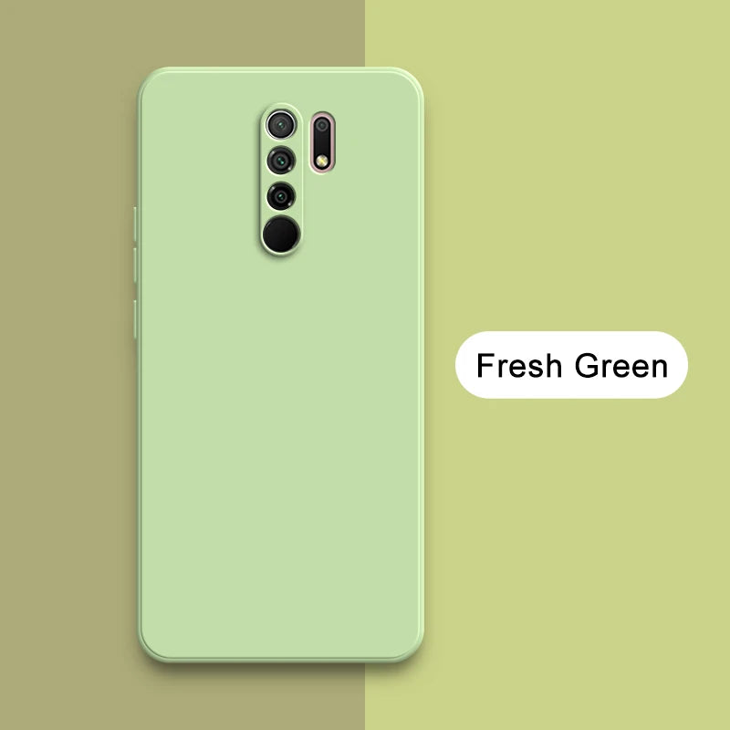 Original Square Liquid Silicone Case for Xiaomi Redmi 9 9A 9i 9T Power Camera Protective Cute Phone Back Cover Redmi9 T Fundas